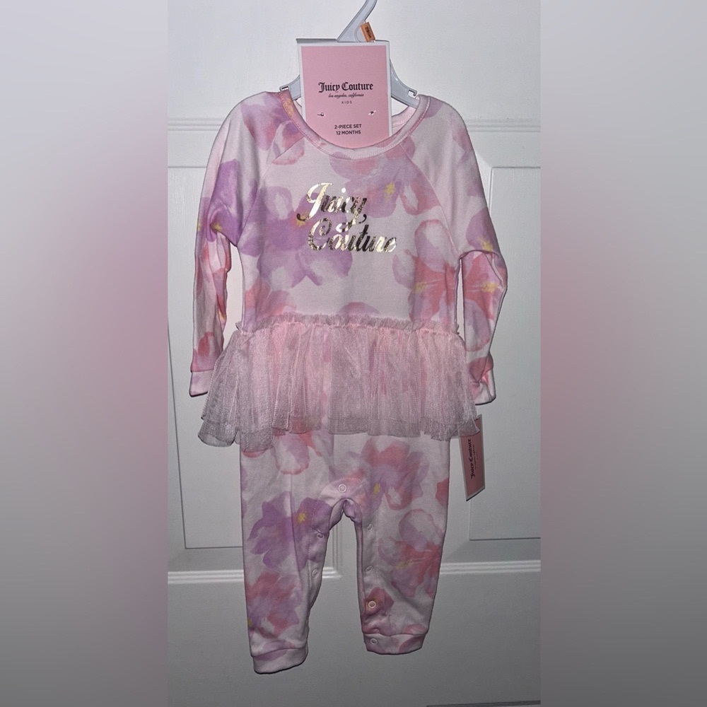 Authentic Pink Infant 12 month Girls Juicy Couture 2 piece set